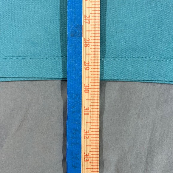 LULULEMON Polo Mens Size Large Golf Shirt Aqua Short Sleeve Performance Snap - Picture 11 of 13